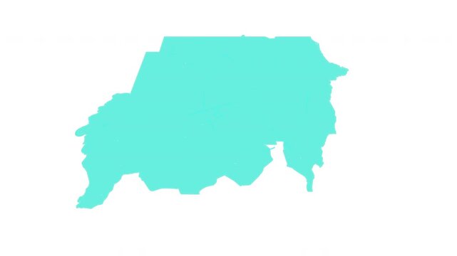 Sudan map outline animation with alpha channel with connectivity, Technology