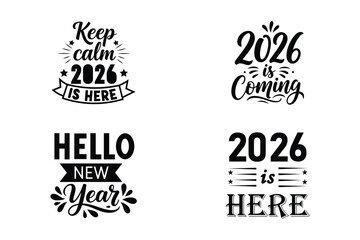 2026 New Year Lettering Quotes Set &ndash; Happy New Year Typography Vector