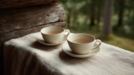 Tea Cups Still Life, Cozy Morning, Rustic Lifestyle, Coffee Break