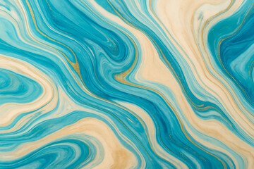 Fototapeta premium Abstract marble background with teal and golden swirls and patterns
