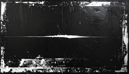 High Contrast Monochrome Grunge　Abstract Texture of White Brushstrokes on Thick Black Canvas, Punk, Industrial, and Art Background