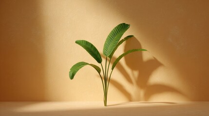 Tropical Plant Interior Mockup, Green Leaves, Product Display