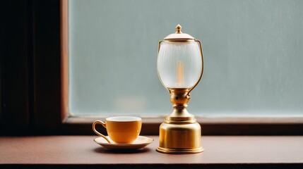 Vintage Lamp, Coffee Cup, Interior Still Life, Cozy Scene