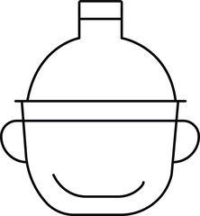 Minimalist Line Art Illustration of a Pot with Handles and a Bottle on Top | Kitchenware Still Life Drawing