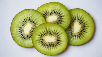 Juicy kiwi slices overhead shot as loop background