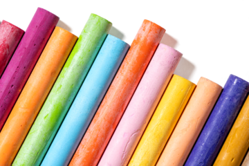 Vivid oil pastels for drawing and art projects, macro close-up with natural shadows. Transparent PNG background, creative supplies, school and art studio materials.