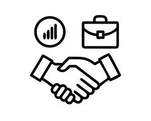 Business partnership illustration with briefcase, graph, and handshake
