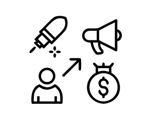Icon depicting marketing strategy, advertising, and sales