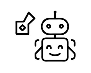 Robot icon with checkmark, representing automation