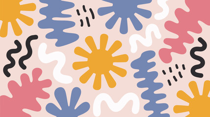 Abstract pattern with organic shapes in pastel colors creating a playful and modern background design