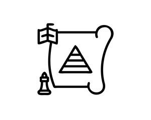 Scroll with pyramid and chess piece