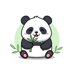 Panda Bamboo Mascot Happiness