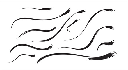  Hand drawn Elegant Calligraphic Brushstrokes Collection Artistic Strokes Design Pack Decorative Ink Marks Set Abstract Paint Elements Creative Stroke Variety Vector Art Strokes Assortment.