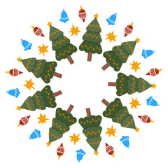 Circle border made of Christmas trees 