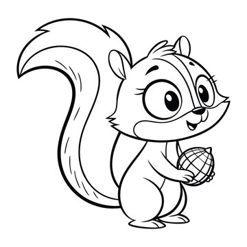 Charming Minimal Cartoon Squirrel Print