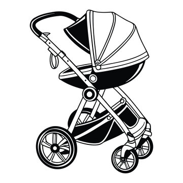 Clean Black White Stroller Artwork