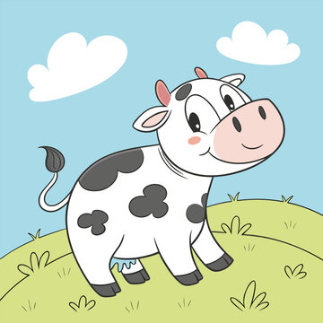 Cute Spotted Cow Illustration Design