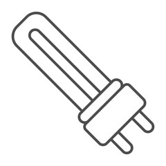 Fototapeta premium Fluorescent light bulb thin line icon, eco lamp concept. Vector graphics. Mini lamp sign on white background, outline style icon for mobile or web design.
