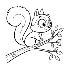 Happy Cartoon Squirrel Outline Artwork