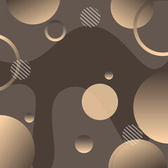Abstract geometric background featuring circles, lines, and gradient effects in a sophisticated monochrome brown and beige color palette. Perfect for luxury or vintage branding