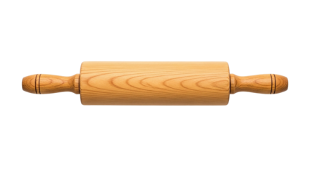 Rolling pin isolated on transparent background, a classic tool for baking dough