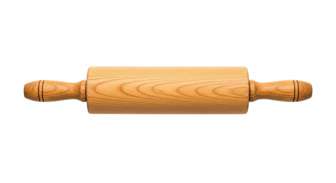 Rolling pin isolated on transparent background, a classic tool for baking dough