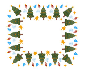 Square border made of Christmas trees
