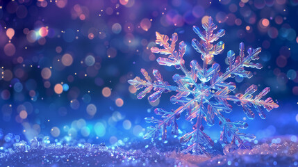 A festive abstract Christmas background featuring glowing blue snowflakes and a winter-themed design.