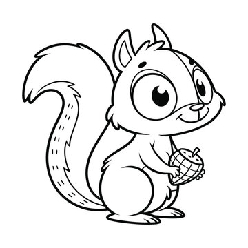 Sweet Forest Squirrel Character Drawing