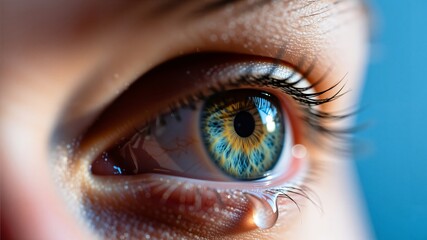 Close-up of Eye Crying a Single Tear Drop