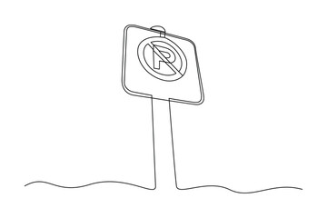 Simple continuous line drawing of parking barrier on the side of the road. Parking area minimalist concept, parking activity.