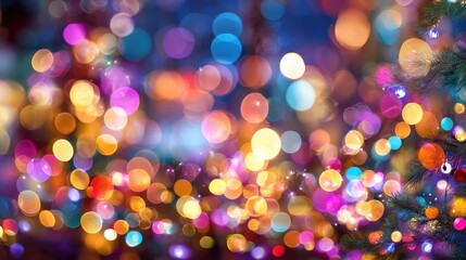Vibrant and Colorful Bokeh Background with Christmas Lights, Perfect for Holiday Celebrations, Festive Events, and Seasonal Themes in a Cheerful Atmosphere