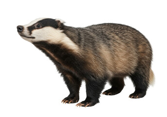Obraz premium Isolated European Badger in Full Length Looking Up, a Meline Animal of Eurasia