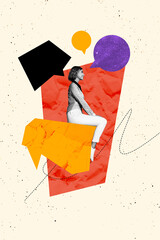 Trend artwork collage template composite sketch of dialogue feedback mind thought communication...