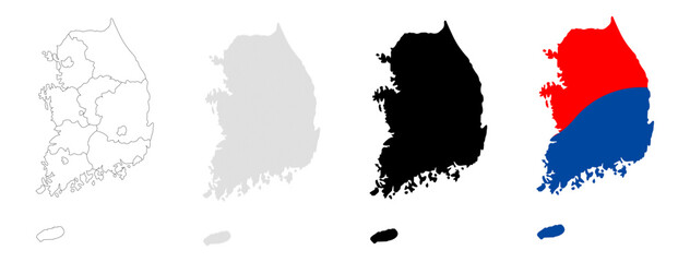 Obraz premium Creative South Korea Map Variations in Outline, Texture, Silhouette, and Color Concept