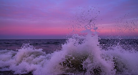 stormy ocean waves during sunset