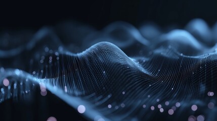 Blue abstract digital wave with dots. Sound wave, big data, network connection