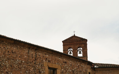 Bell tower of the Church of Santo Domingo, a masterpiece of Romanesque art located in the heart of Soria, Spain


