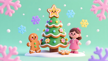 Obraz premium Christmas Christmas tree celebration winter holiday festival new year 3D illustration