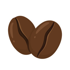 Two brown coffee beans with curved grooves and realistic shading effect