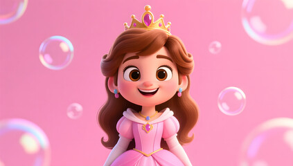Fototapeta premium Cute princess dreamy character illustration
