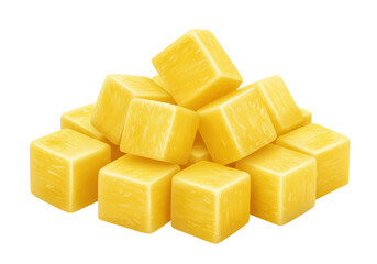 Isolated, a stack of yellow cubes creates a simple, attractive geometric composition