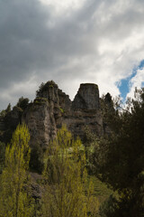 Cañon del Rio Lobos with its curious limestone rock formations caused by the erosion of the Lobos River, between the provinces of Burgos and Soria, Spain.