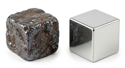 Obraz premium Cobalt ore with refined cobalt metal cube