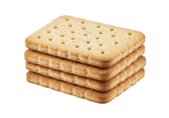 Isolated stack of rectangle crackers ready for snack, ingredient, or meal on background
