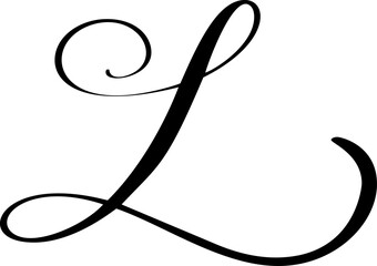 Hand drawn vector calligraphy letter L with heart. Script capital font logo. brush flourish Handwritten style