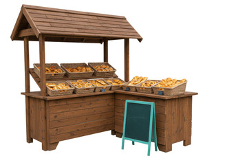 Isolated Market stall with a variety of breads and pastries, perfect for farmer's market
