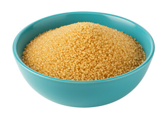 Isolated bowl of couscous, a small granular semolina pasta from North Africa, food dish