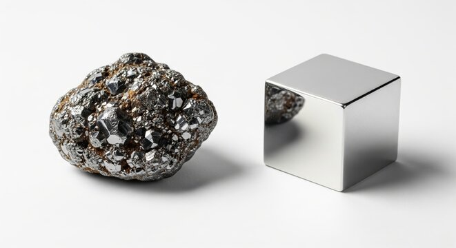Sphalerite ore and refined cadmium metal cube