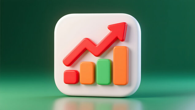 Rising curve and data analysis concept 3D rendering, business growth graph 3d illustration